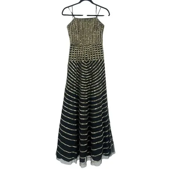 aidan mattox sequin dress gold Aidan Mattox Beaded Off Shoulder Dress - Gold
